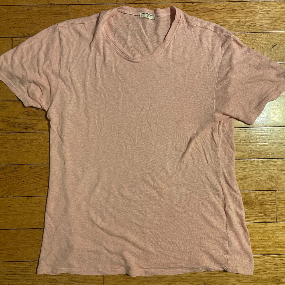 American Trench Cotton Linen Tee in Blush M